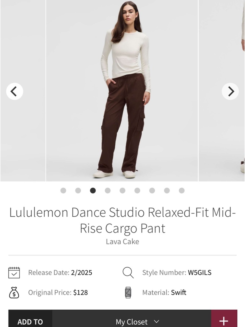 NEW with tags! Lululemon Dance Studio Relaxed-Fit Mid-Rise Cargo Pant
Lava Cake - Picture 8 of 8